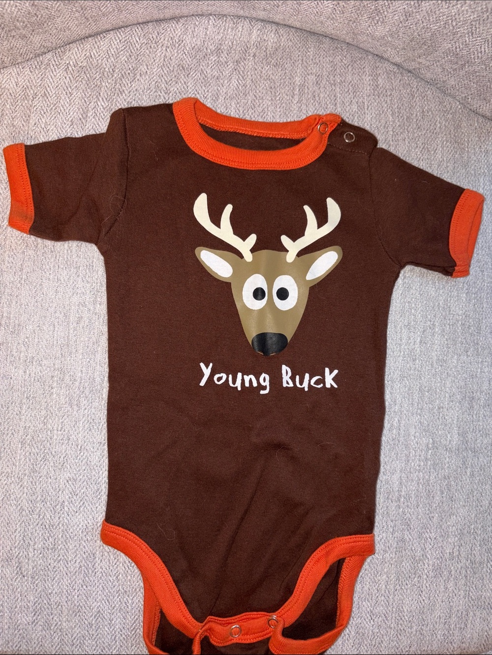 Lazy One Brown "Young Buck" One-Piece Bodysuit with Orange Trim